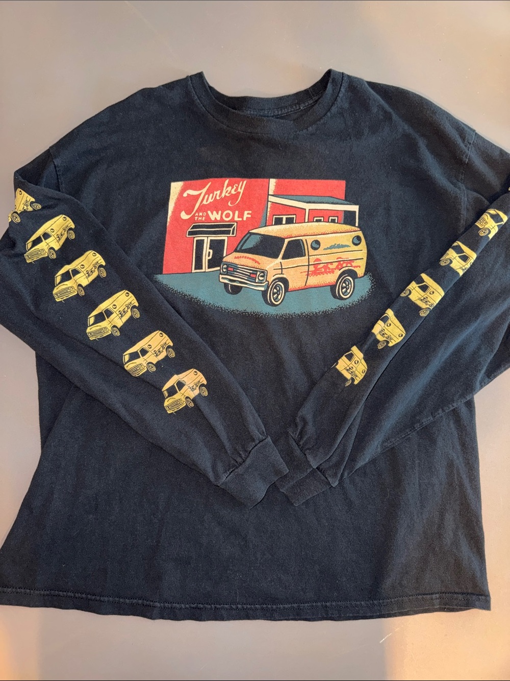 Turkey and the Wolf Black Long Sleeve Tee with Yellow Van Graphic Size XL - Picture 4 of 9